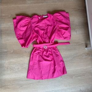 Zara Fuchsia Dress with Ruffled Sleeves (Small)